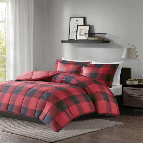 red black plaid comforter|red full size comforter.